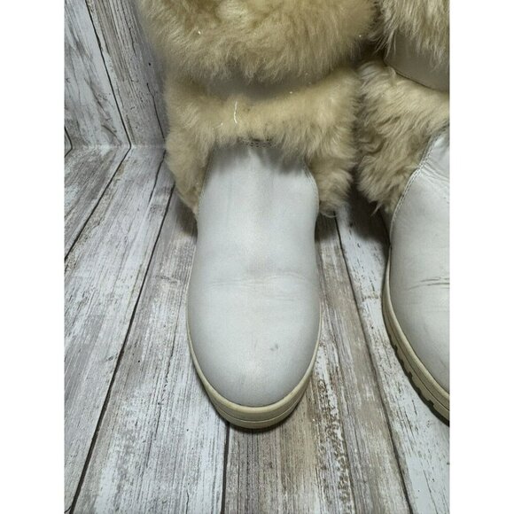 Vintage Pfister White Off Faux Fur Knee Boots size 6.5 - Picture 8 of 16